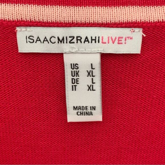 Isaac Mizrahi Live Pink Split Neck Short Sleeve Pullover Sweater Top Size Large - Picture 4 of 9